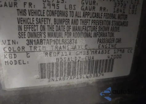 2013 Nissan Sentra Sv из США, поврежденный, VIN 3N1AB7AP1DL683874